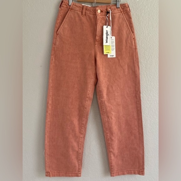 WRANGLER FREE PEOPLE PINK CHINO CASEY JONES UTILITY PANTS BOHO Y2K ANTHROPOLOGIE - Picture 10 of 14